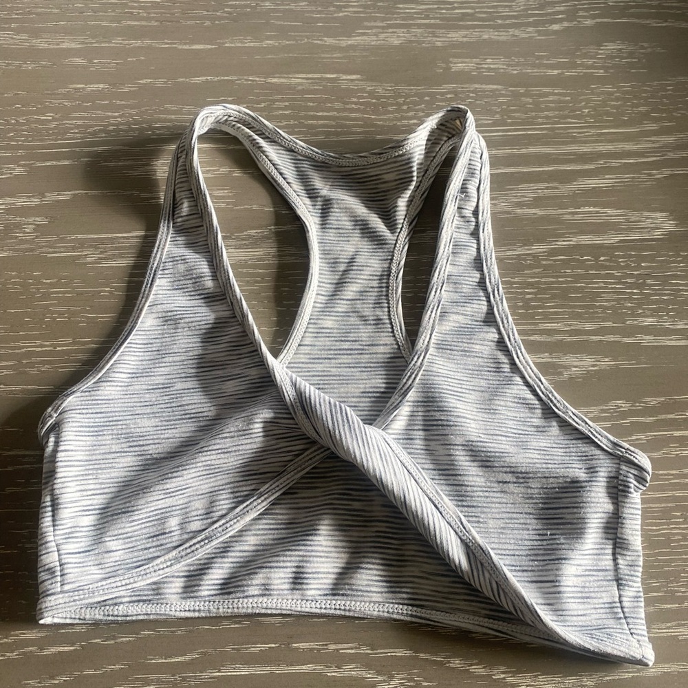 Striped Gray Sports Bra